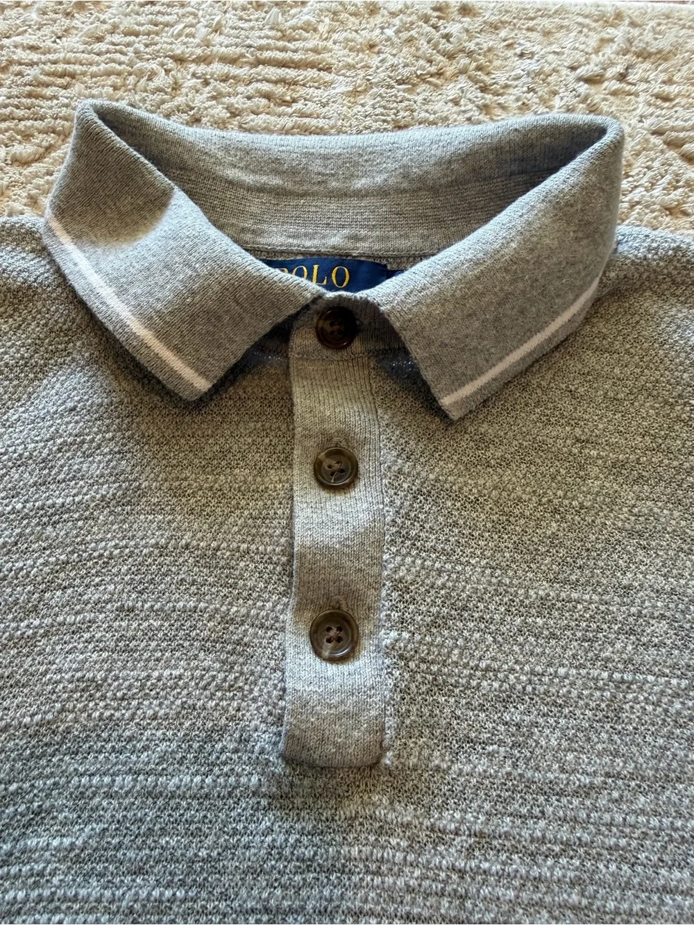 Polo Ralph Lauren Gray Cotton Linen Knit Polo Shirt Men’s Small
